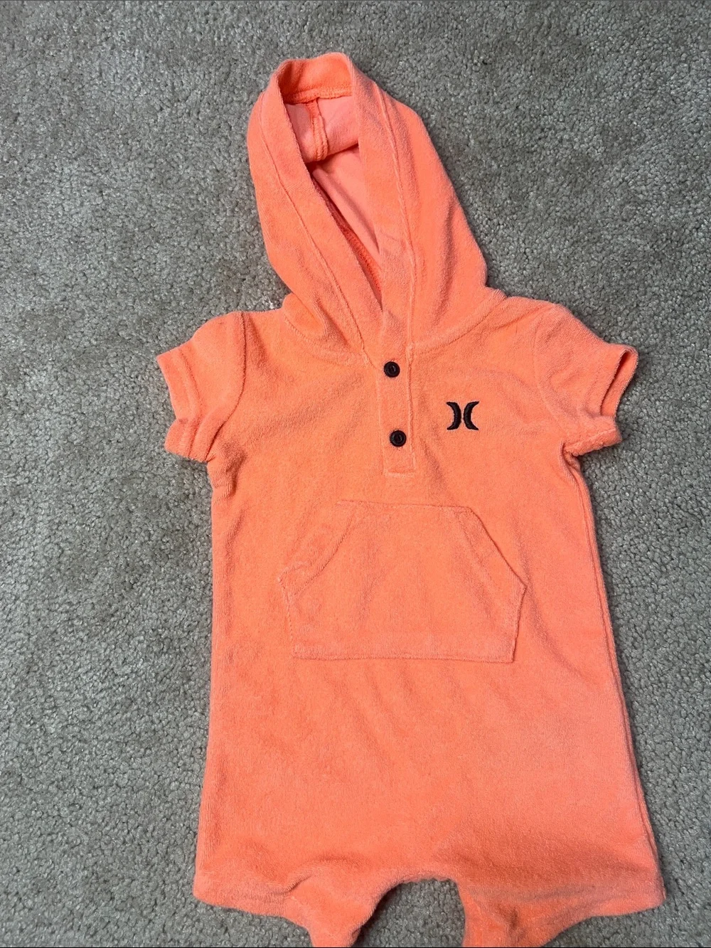 Hurley Neon Coral Hooded Terry Romper